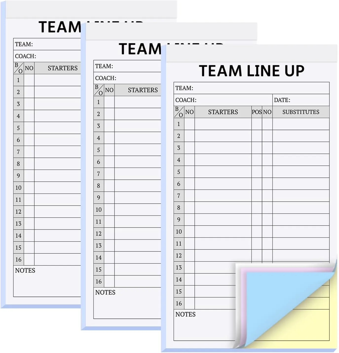 180 Sets Baseball/Softball Lineup Cards, 4 Part Carbonless, 16 Player Roster Line up Sheets for Coaches, Team, Sports (3 Pads, 4.5 x 8 Inch