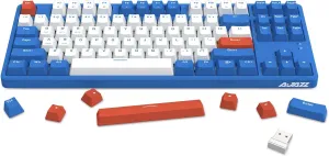 A.JAZZ Wireless Mechanical Keyboard, 87 Keys TKL Hot Swappable Bluetooth Gaming Keyboard, Dual Mode BT5.0/2.4G with Detachable Frame, USB Hub OEM Keycaps Custom Keyboard for Windows Mac (Blue Switch)