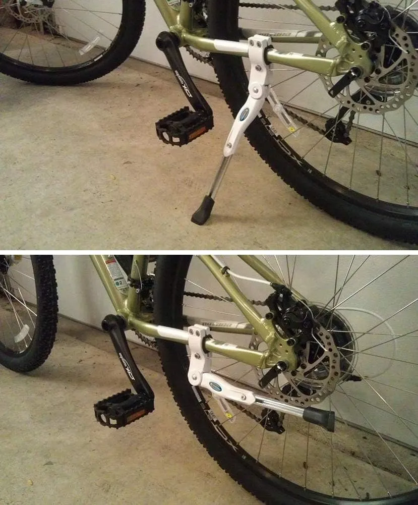 Bicycle Adjustable Aluminium Alloy Bike Bicycle Kickstand Side Kickstand Fit for 22" 24" 26"- White