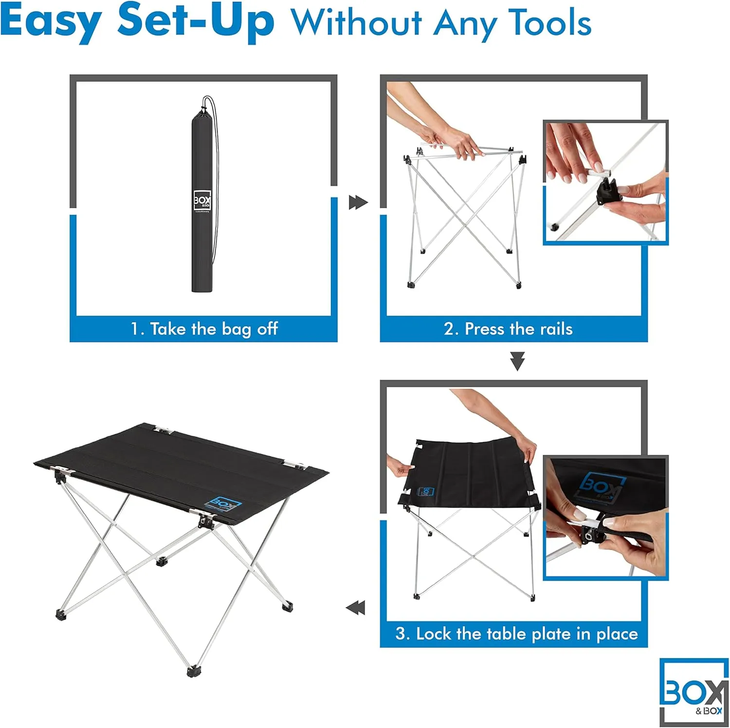 Box & Box Fabric Folding Table with Travel Bag | Portable Folding Camping Table for Outdoor, Beach, Picnic & Kitchen Use (Green, 29 x 21.6 x 19)