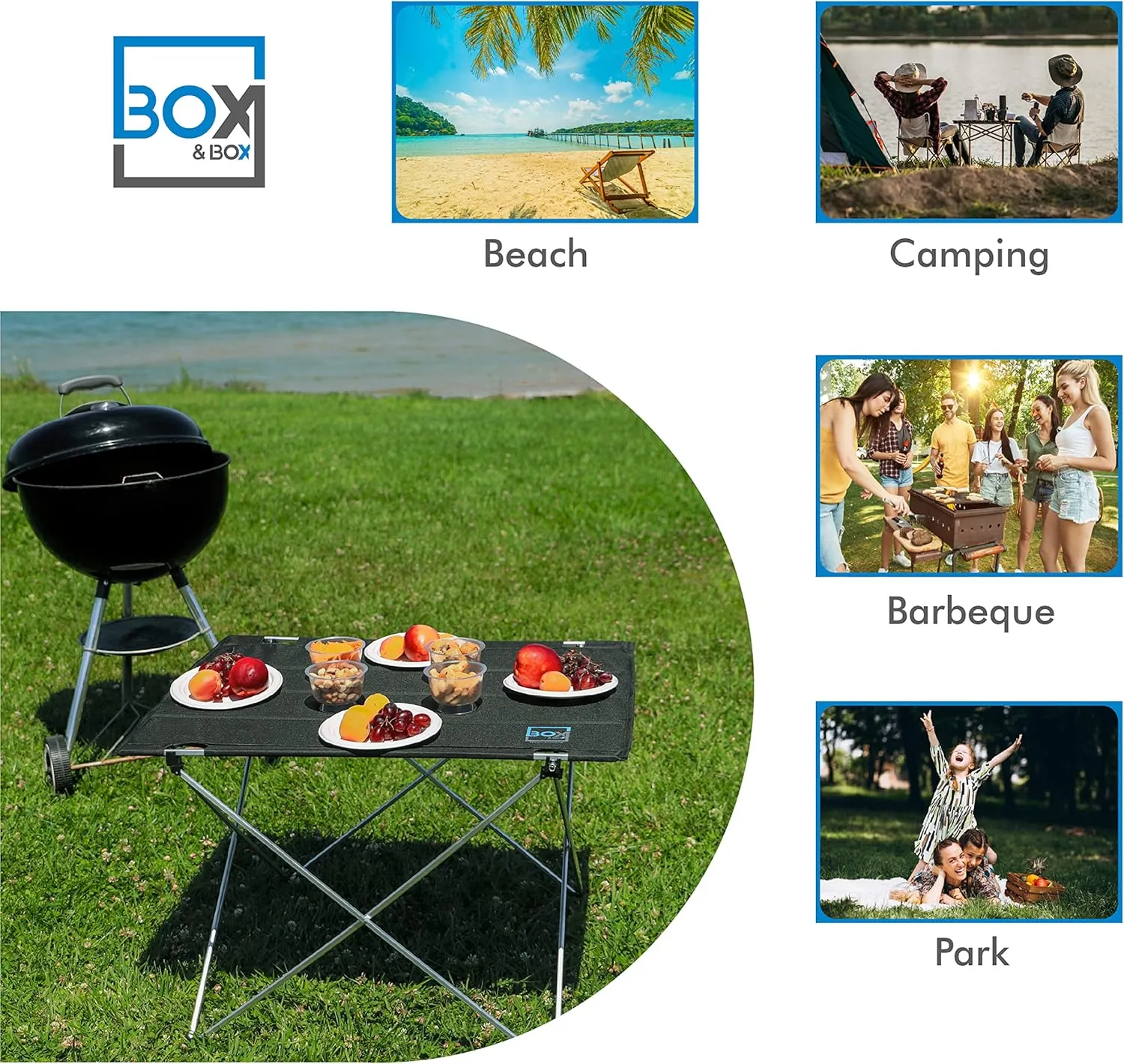 Box & Box Fabric Folding Table with Travel Bag | Portable Folding Camping Table for Outdoor, Beach, Picnic & Kitchen Use (Green, 29 x 21.6 x 19)