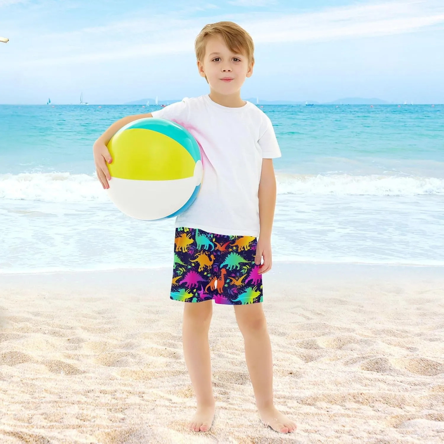 Boys Swim Trunks with Compression Liner Quick Dry Board Shorts with Boxer Brief Bathing Suit 4-14 Years