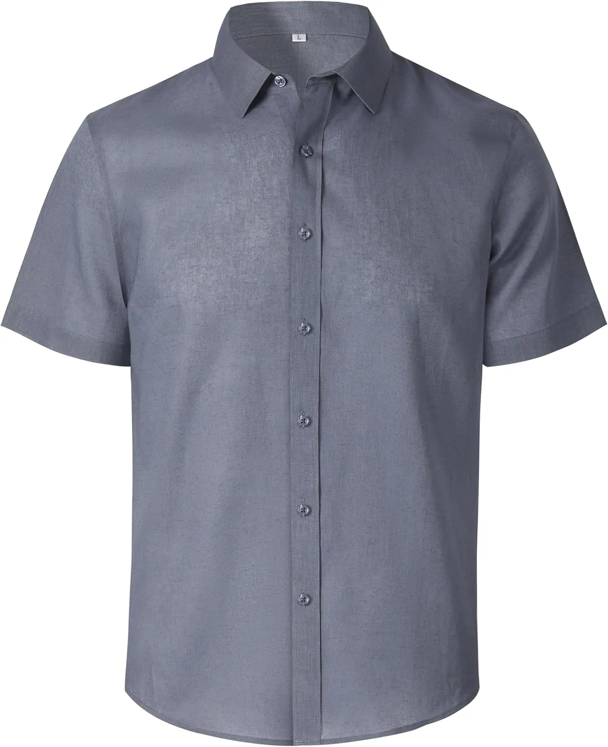 Button Down Linen Shirts for Men Short Sleeve Button Up Summer Shirt Casual Beach Regular Fit Lightweight Breathable