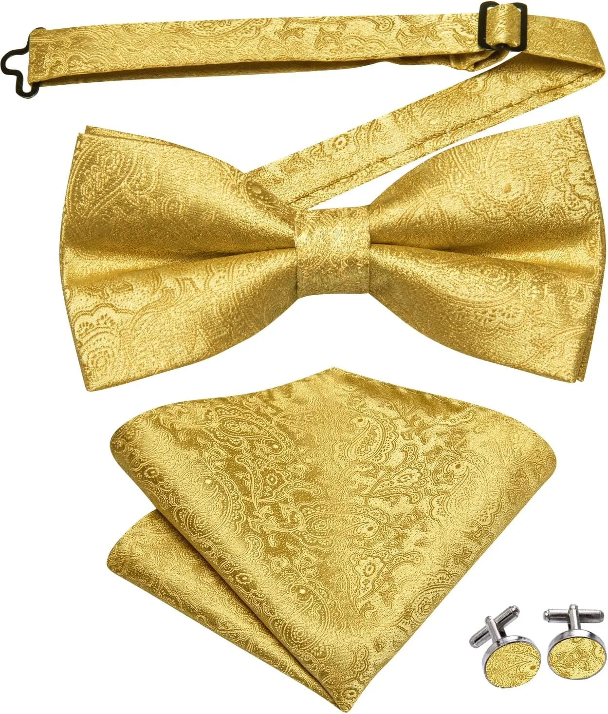 Dubulle Mens Paisley Striped Bowtie Set Pre-tied Bowtie for Men and Pocket Square Set Wedding Business