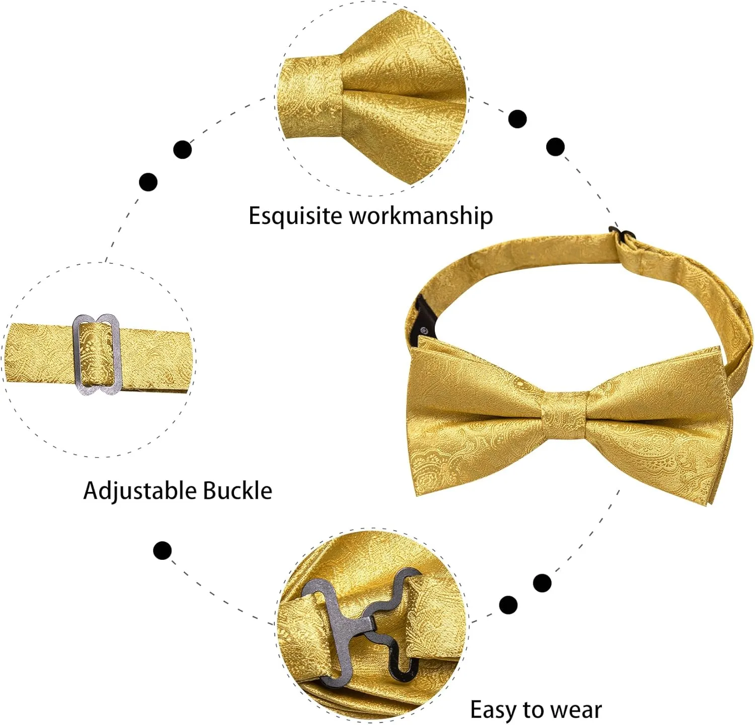 Dubulle Mens Paisley Striped Bowtie Set Pre-tied Bowtie for Men and Pocket Square Set Wedding Business