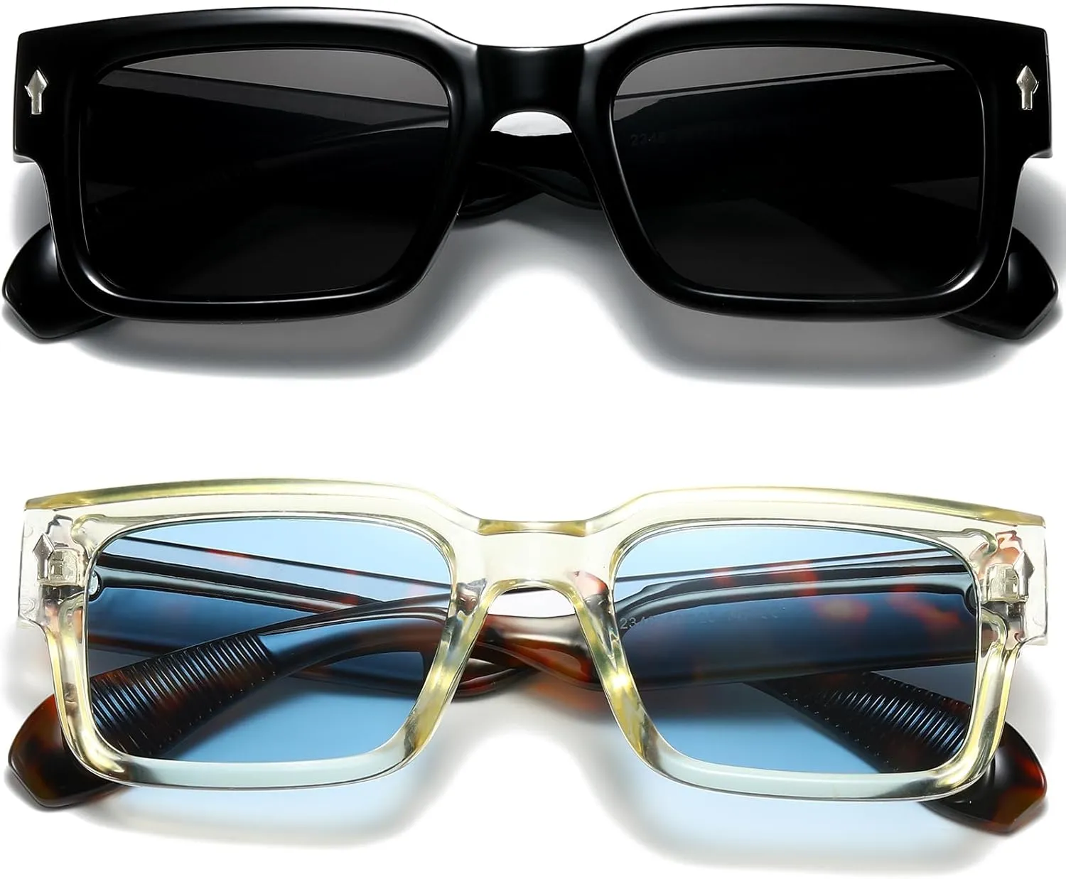 EYLRIM Square Frame Sunglasses for Women Men Trendy Chunky Rectangle Sun Glasses Black Shades UV400 Protection