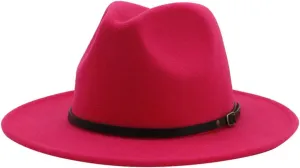 Fedora Hats for Men Women Wide Brim Fedora Panama Hat Men's Dress Hats with Belt Buckle Dress Hats for Men