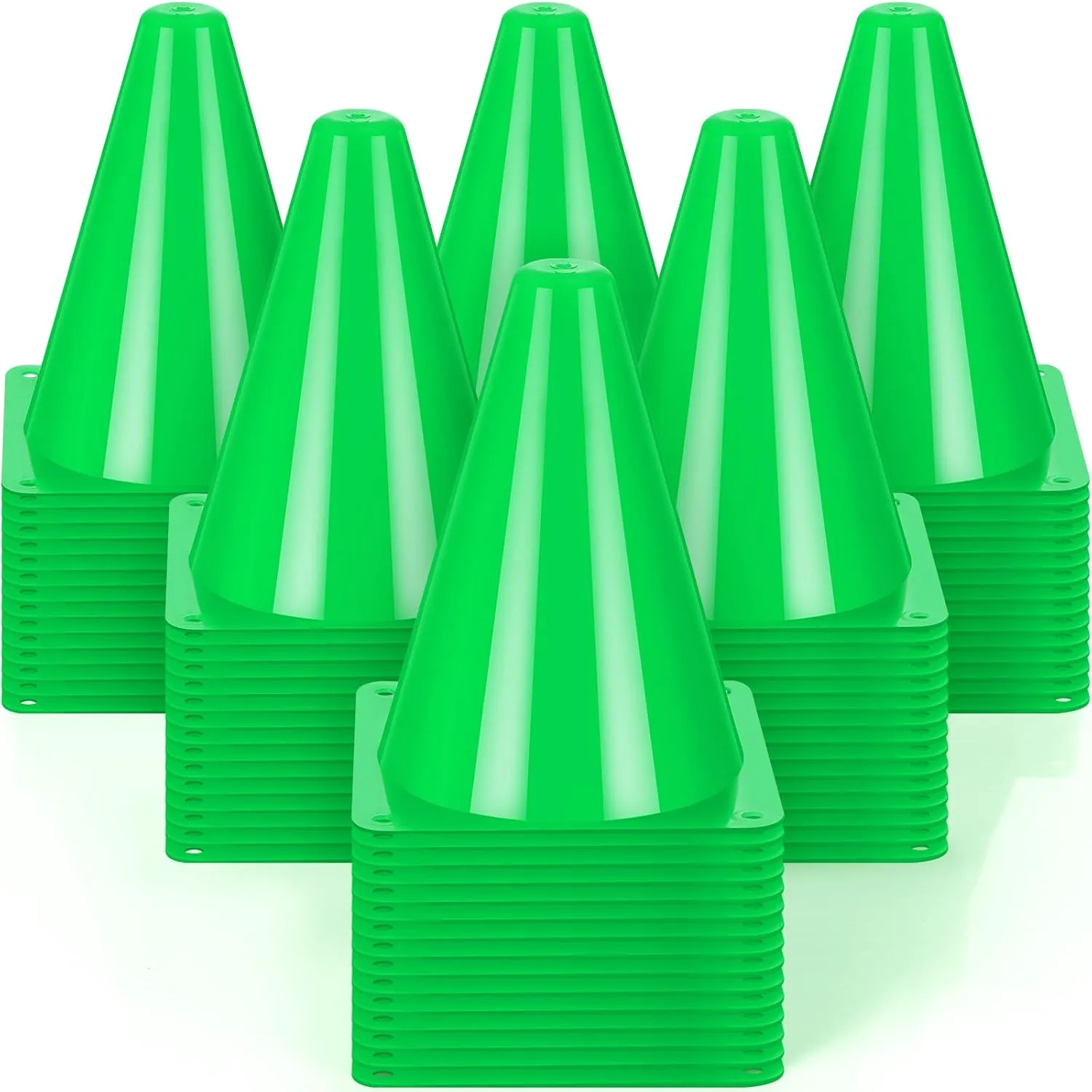 Geetery 100 Pcs 7 Inch Mini Plastic Traffic Cones Bulk Small Training Agility Marker Cone Driving Practice Cones for Basketball Football Skating Training, Outdoor Sport Activity