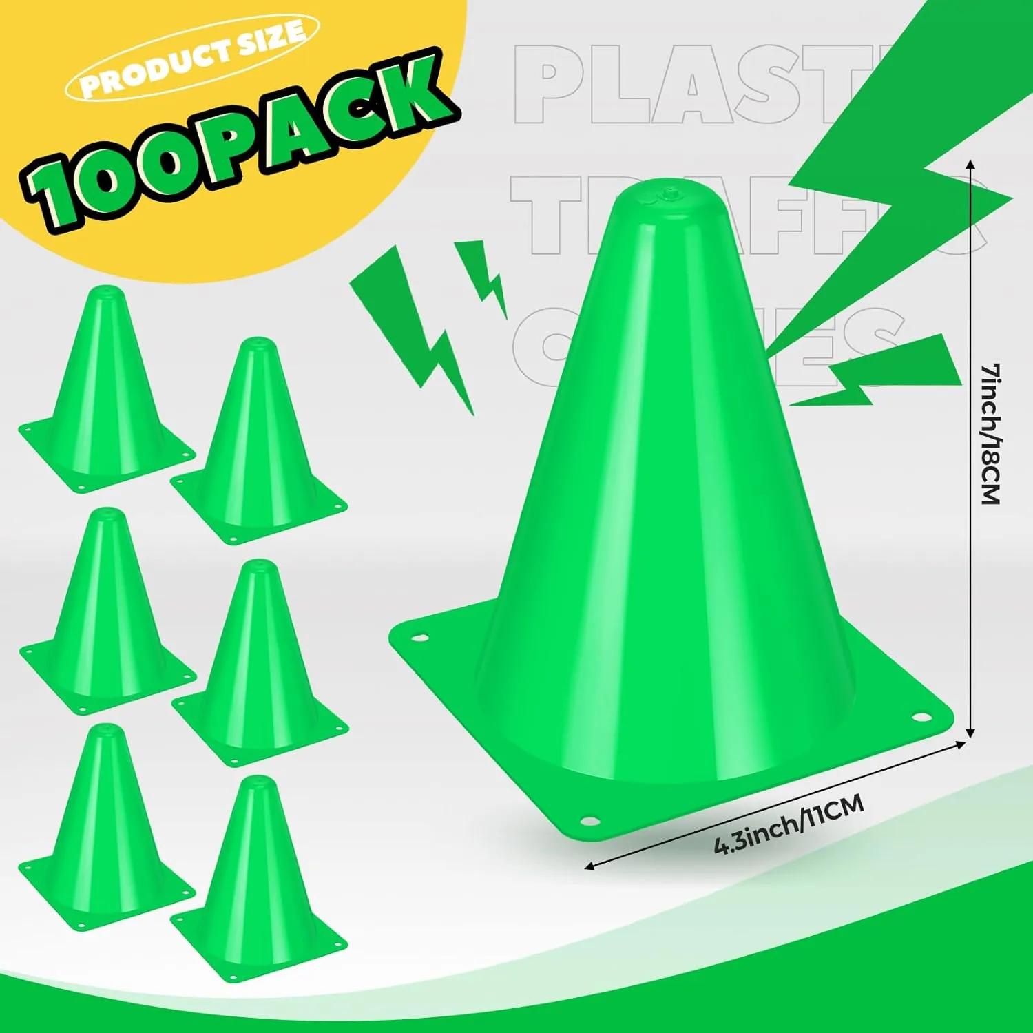 Geetery 100 Pcs 7 Inch Mini Plastic Traffic Cones Bulk Small Training Agility Marker Cone Driving Practice Cones for Basketball Football Skating Training, Outdoor Sport Activity