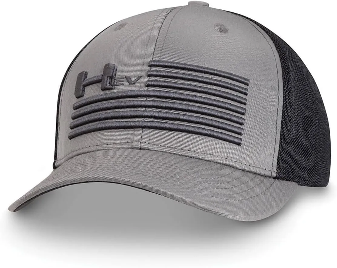 GMC Hummer EV Flag Hat - Embroidered Snapback Cap - Officially Licensed by GM Gray