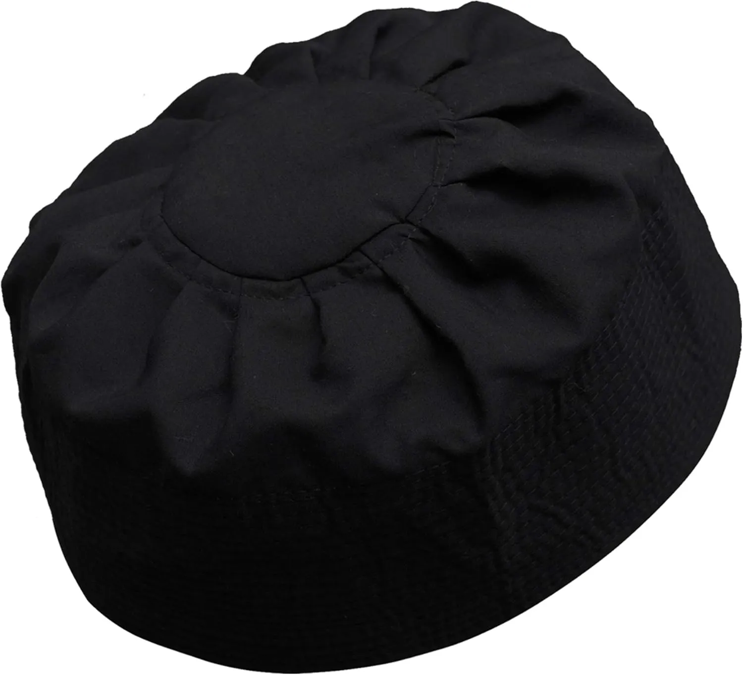 Gray Cotton-Blend Pleated Top 3.5in Tall Fabric Kufi Prayer Cap Beanie