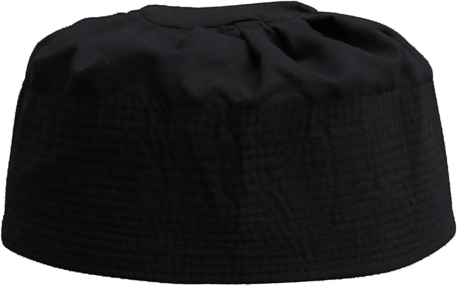 Gray Cotton-Blend Pleated Top 3.5in Tall Fabric Kufi Prayer Cap Beanie