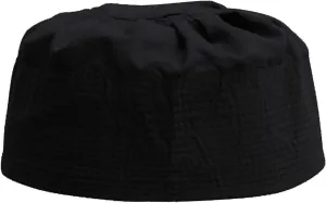 Gray Cotton-Blend Pleated Top 3.5in Tall Fabric Kufi Prayer Cap Beanie