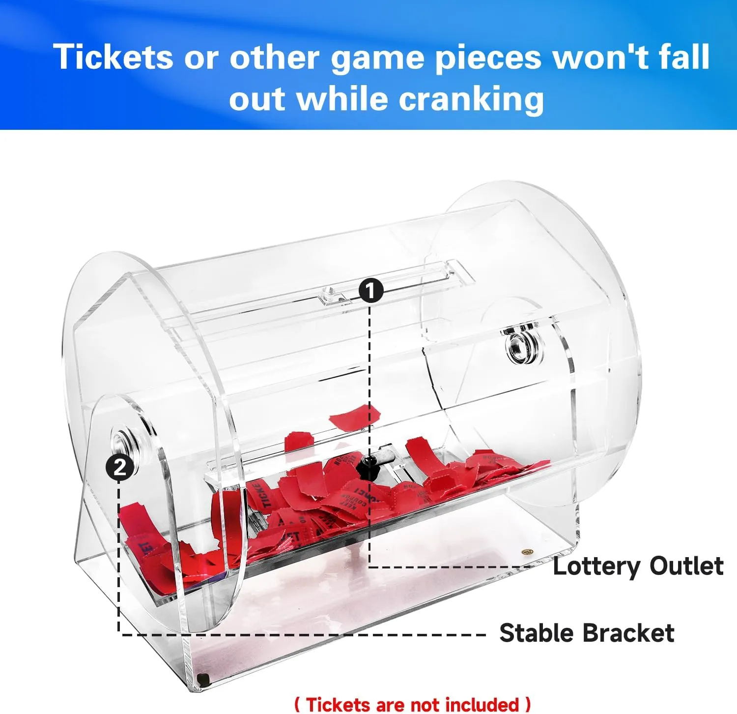 GSE Games & Sports Expert Acrylic Raffle Drum, Professional Raffle Ticket Spinning Cage for Tickets, Balls, Holds 2,000 Tickets (Small, Medium, Large Available)