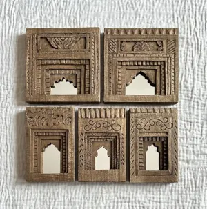 Infinite Art Decorative Wall Hanging Frames with Arched Designs Set of 5 Vintage Style 5 X 8 and 8 X 8 Inches Wall Decor Mirror Frame (Brown)