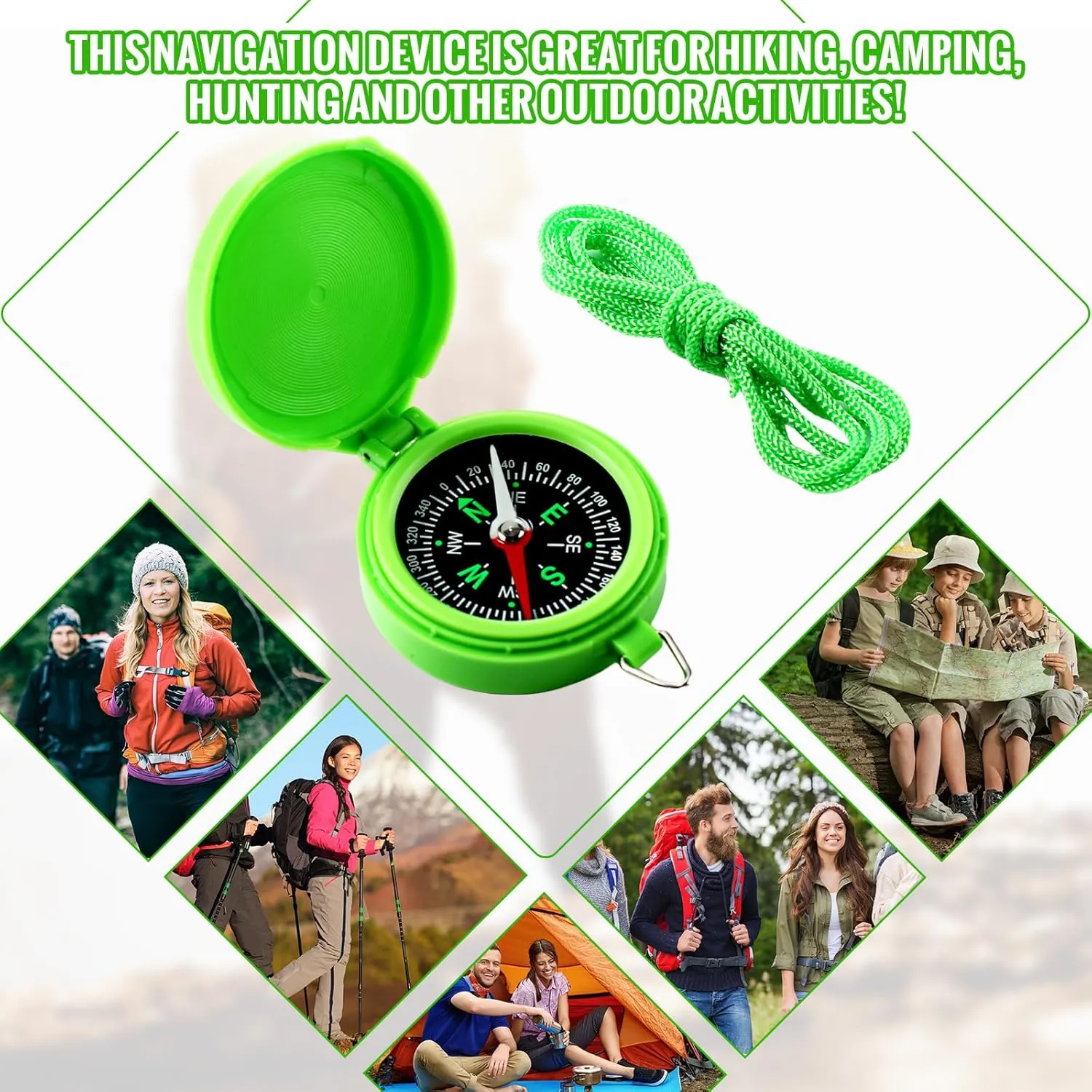 JaGely 24 Pcs Compass Bulk Gift Pocket Compass with Hanging Rope for Military Camping Survival Outdoor Hiking Hunting Climbing