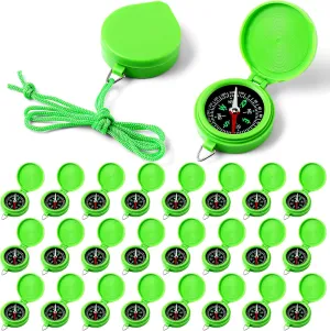 JaGely 24 Pcs Compass Bulk Gift Pocket Compass with Hanging Rope for Military Camping Survival Outdoor Hiking Hunting Climbing