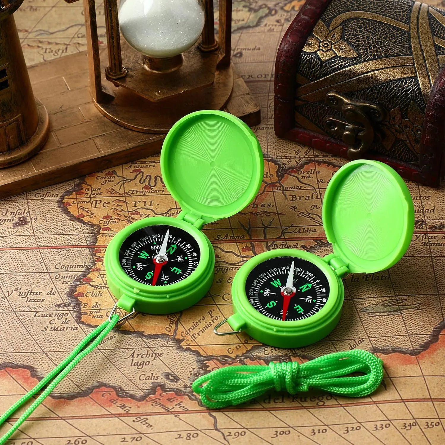 JaGely 24 Pcs Compass Bulk Gift Pocket Compass with Hanging Rope for Military Camping Survival Outdoor Hiking Hunting Climbing