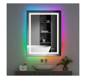 LAXMI Glass Shop 40x24 inch RGB Lighted Mirror | Color Changing LED Mirror Shatterproof Dimmable Mirror | Anti-Fog led Mirror for Bathroom | Backlit   Adjustable Front-Lighted Mirror