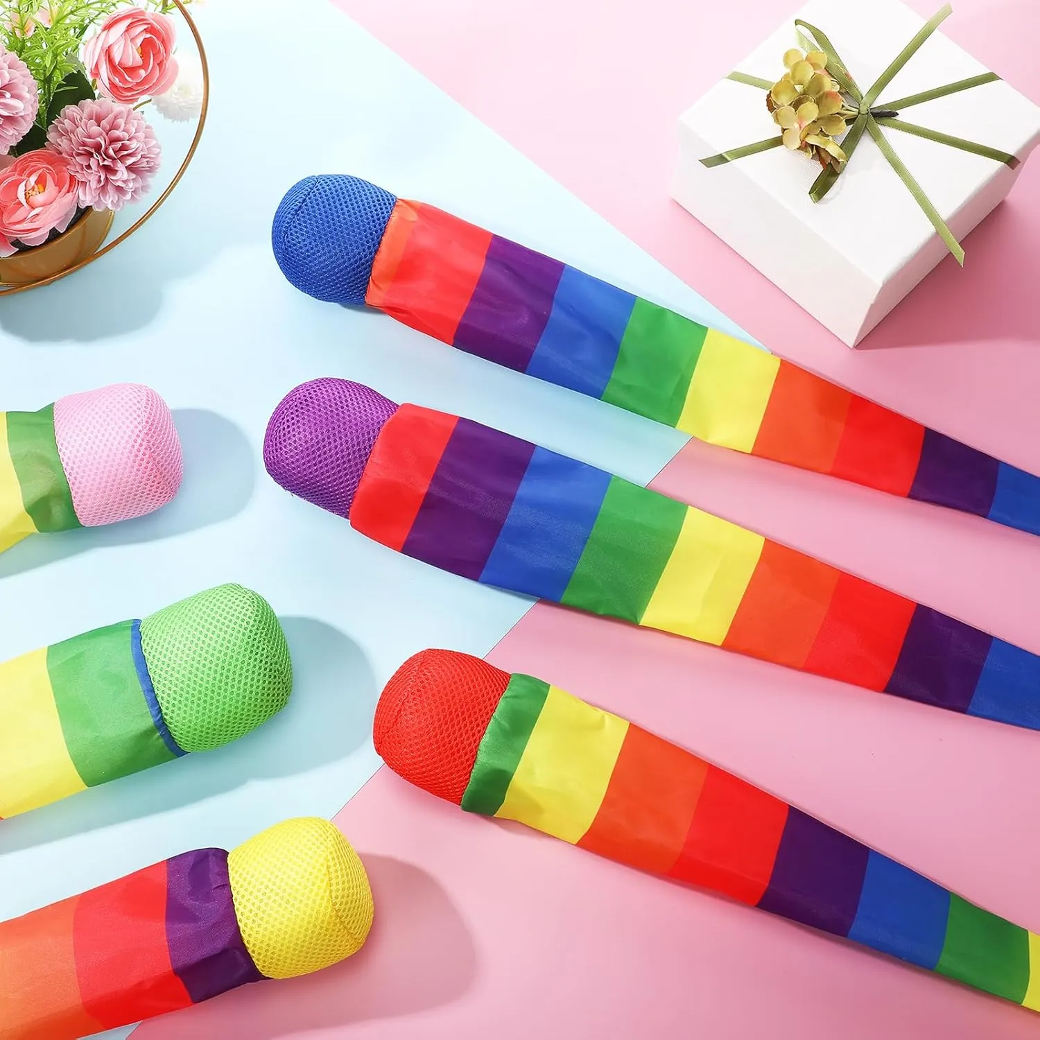 Leyndo 12 Pcs Throw and Catch Balls with Rainbow Tail, Soft Sports Play Comet Balls Playground Toys Bulk for Kids Adults Games and Activities Fun Throwing School, 25.59 Inch Long(Vivid Color)