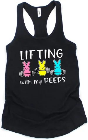 Lifting with My Peeps Easter Workout Tank Top for Women