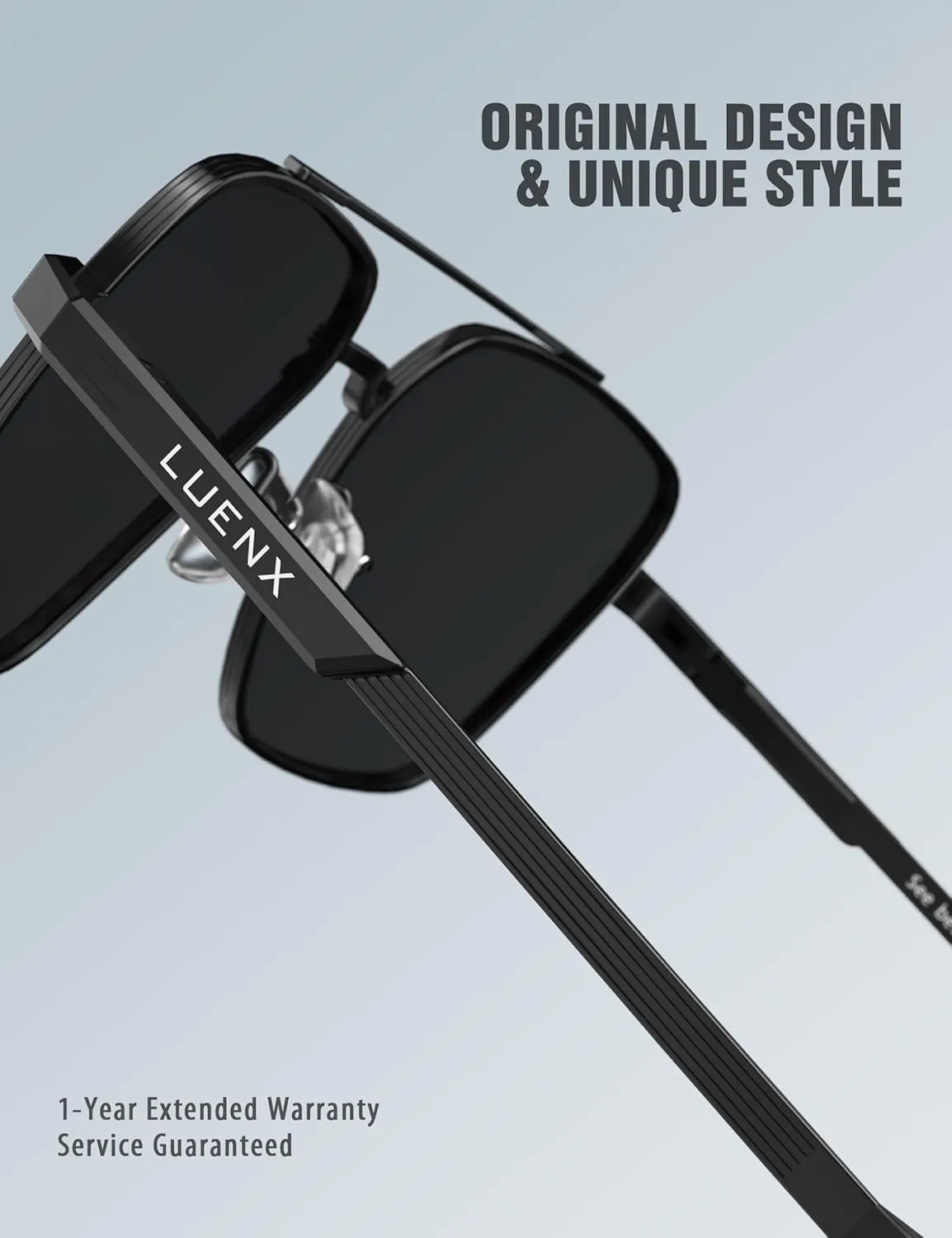 LUENX Aviator Sunglasses for Men Women Square Polarized Polygon Lens - UV 400 Protection