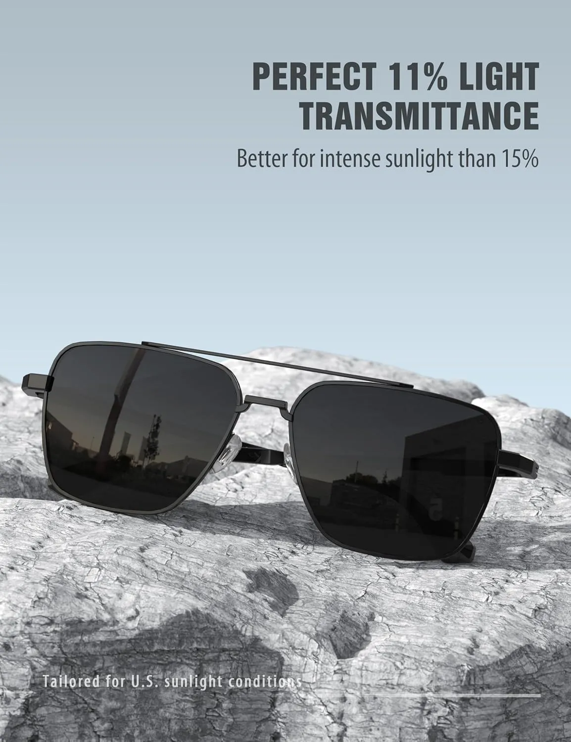 LUENX Aviator Sunglasses for Men Women Square Polarized Polygon Lens - UV 400 Protection