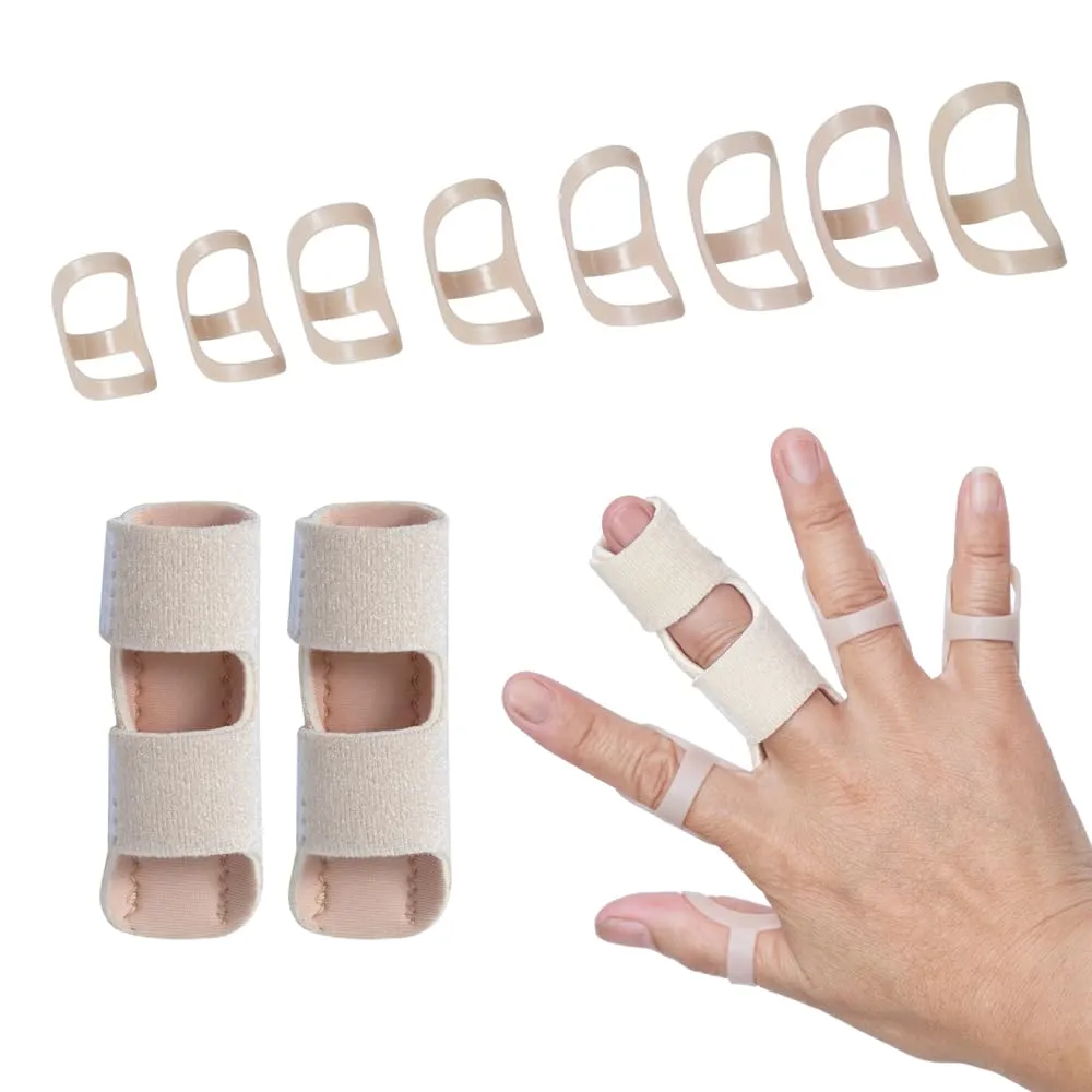 Oval Finger Splint 8 pcs and Trigger Finger Splints 2 pcs for Arthritis,Mallet Fingers - Comfortable and Effective Pain Relief Finger splints For Thumb, Index, Middle, Pinky or Ring Finger (1,2,3,4,5,6,7,8)