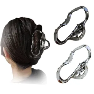 Oval Metal Hair Claw Clips - 2PCS Large Hair Styling Accessories for Women and Girls