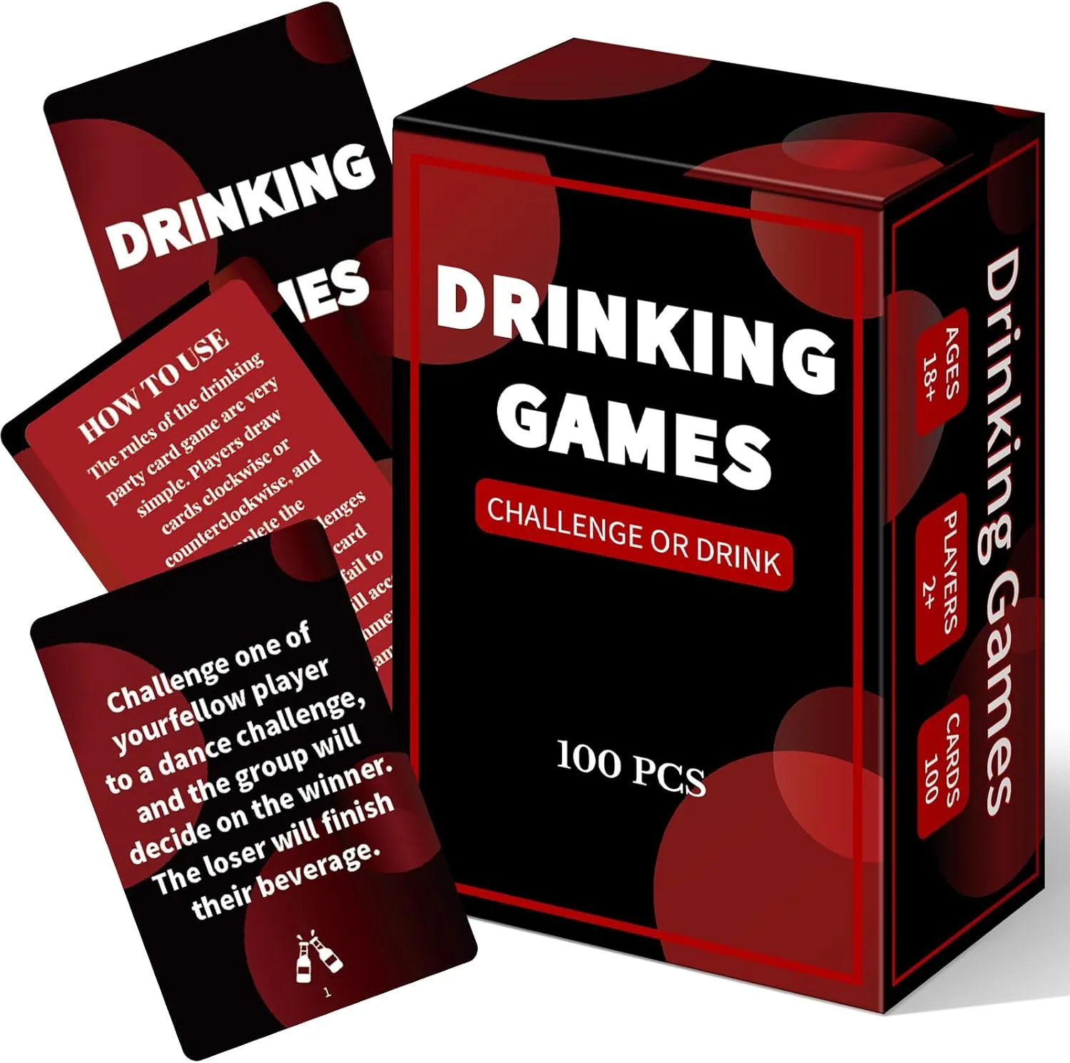 Poen Drinking Games Card Questions Challenges Fun Party for Adults Bachelorette Drinking Games Girls Night Christmas White Elephant Gift(Challenge or Drink)