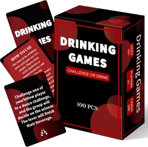 Poen Drinking Games Card Questions Challenges Fun Party for Adults Bachelorette Drinking Games Girls Night Christmas White Elephant Gift(Challenge or Drink)