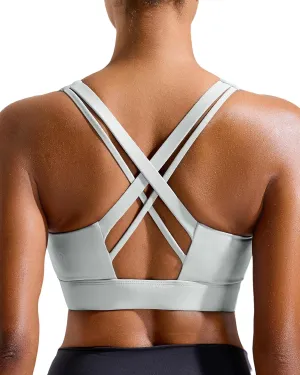 RUNNING GIRL Sports Bra for Women High Support,Criss-Cross Back Strappy Sports Bra Moulded Cup High Impact Workout Top