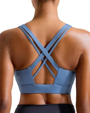 RUNNING GIRL Sports Bra for Women High Support,Criss-Cross Back Strappy Sports Bra Moulded Cup High Impact Workout Top