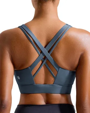 RUNNING GIRL Sports Bra for Women High Support,Criss-Cross Back Strappy Sports Bra Moulded Cup High Impact Workout Top