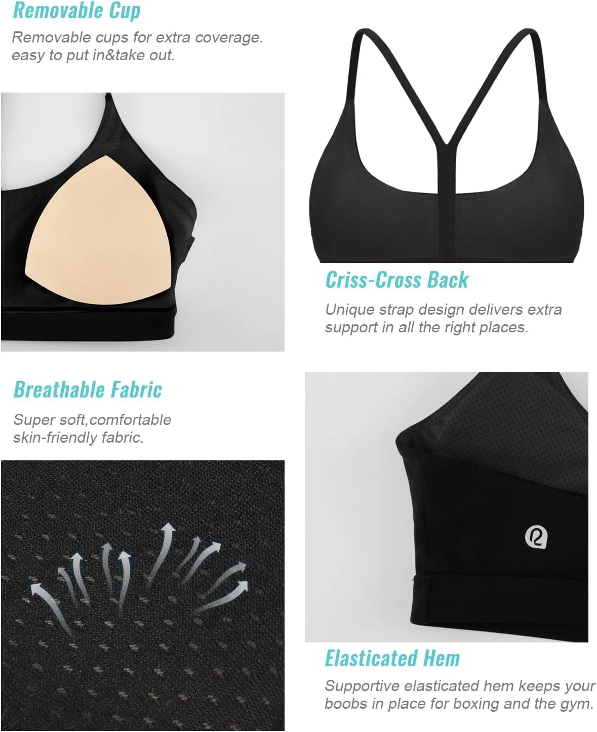 RUNNING GIRL Sports Bras for Women,Y-Back Medium Support Workout Sports Bra Padded Racerback Supportive Bras Push up