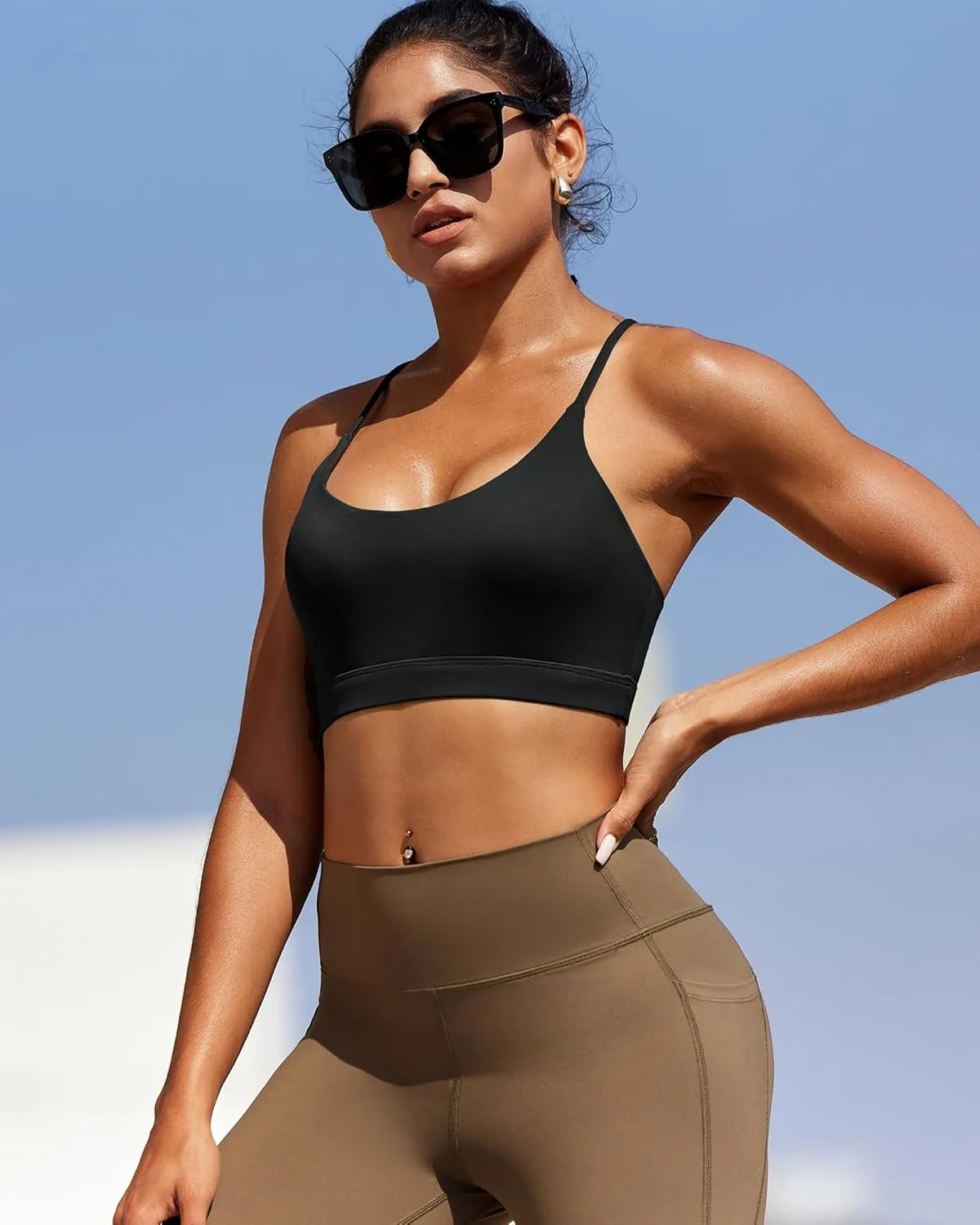 RUNNING GIRL Sports Bras for Women,Y-Back Medium Support Workout Sports Bra Padded Racerback Supportive Bras Push up