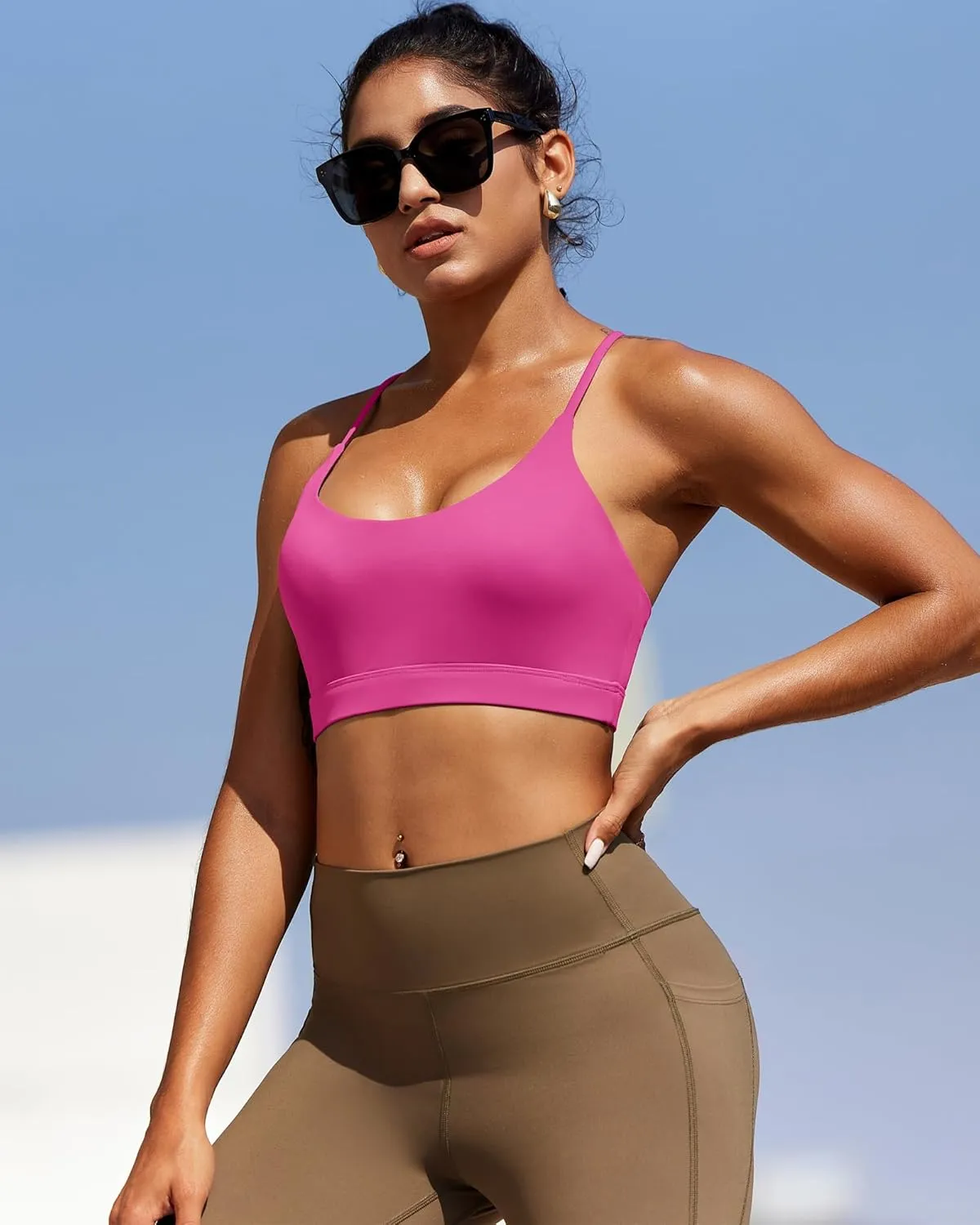 RUNNING GIRL Sports Bras for Women,Y-Back Medium Support Workout Sports Bra Padded Racerback Supportive Bras Push up
