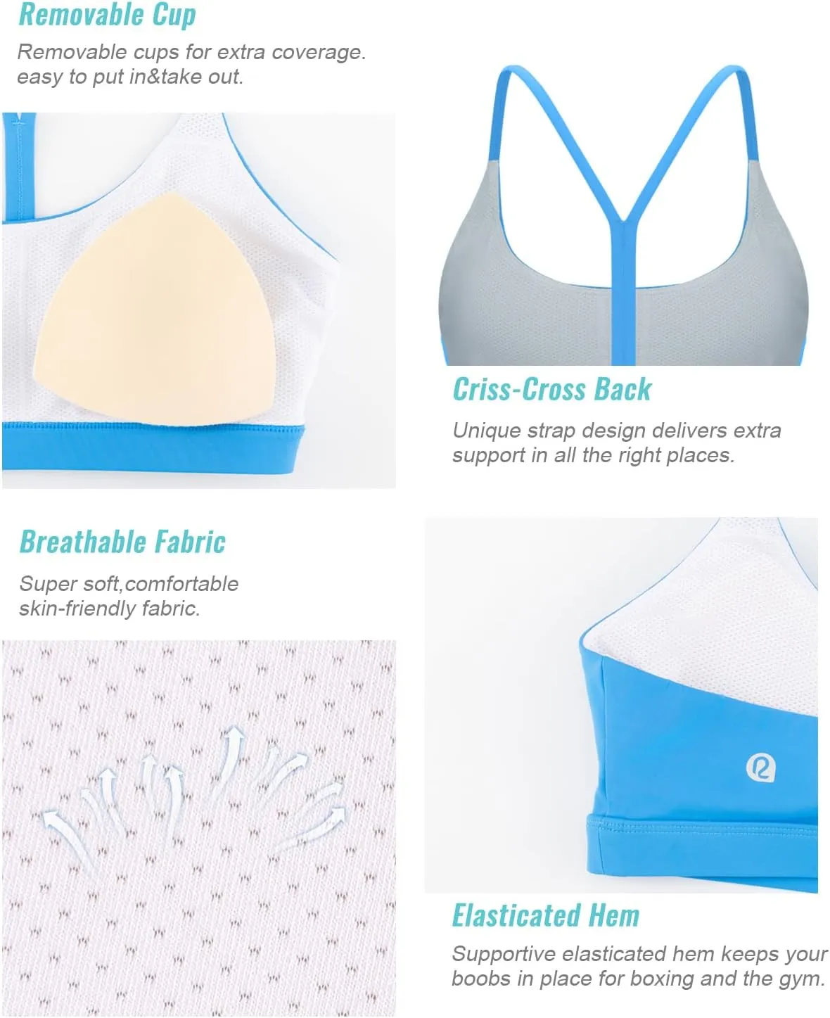 RUNNING GIRL Sports Bras for Women,Y-Back Medium Support Workout Sports Bra Padded Racerback Supportive Bras Push up