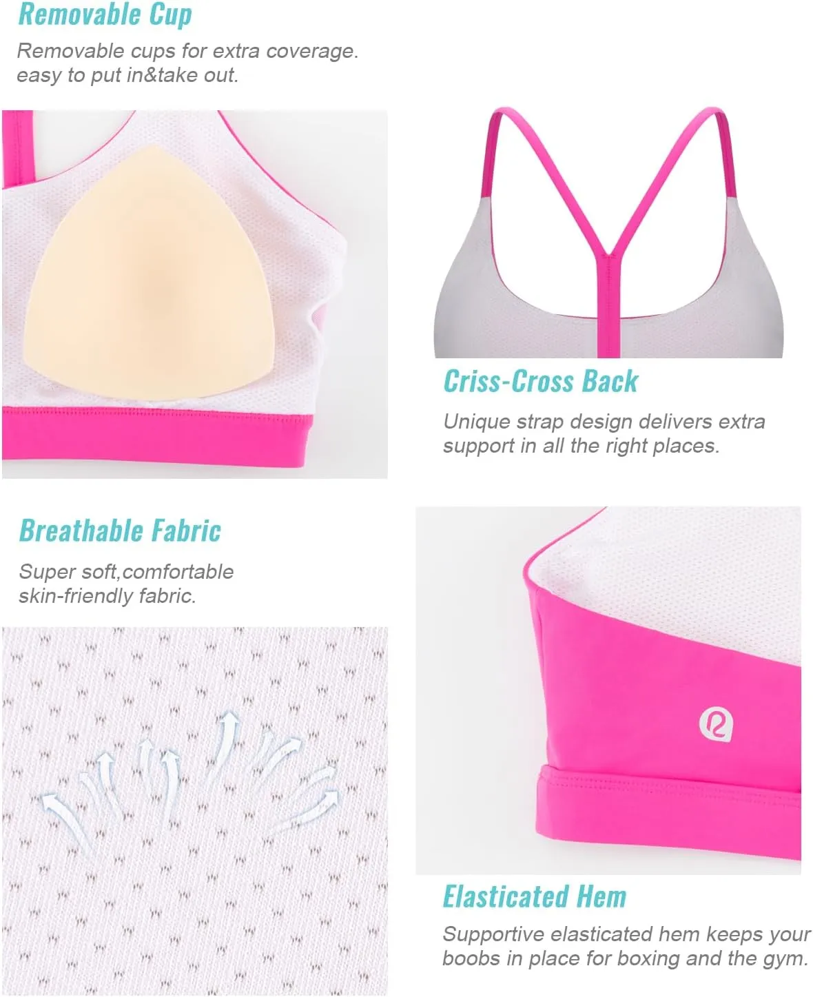 RUNNING GIRL Sports Bras for Women,Y-Back Medium Support Workout Sports Bra Padded Racerback Supportive Bras Push up