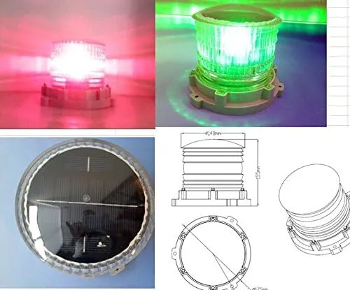 S16LS RED 3NM IP68 SOLAR STEADY-ON LED Marina Dock Barge Boat Safety Beacon Light