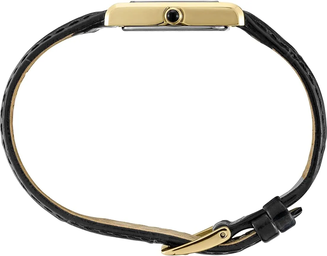 SEIKO Essentials Watch for Women - Essentials - Water Resistant with Stainless Steel Rectangular Case and Leather Strap