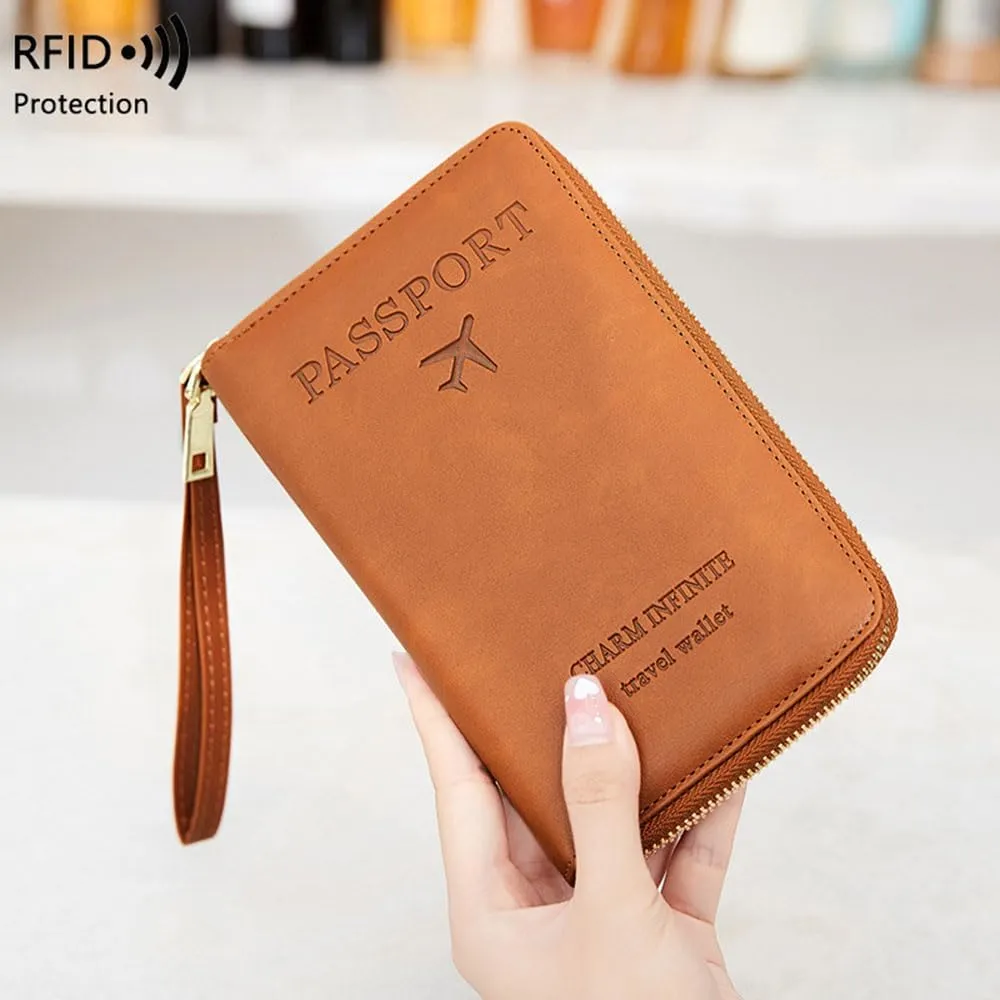 Summer Simple Plain Passport Cases Back To School, Charm Infinite Travel Wallet, Multi-functional Zipper Travel Card Holder, RFID Blocking Card Holder (Green)
