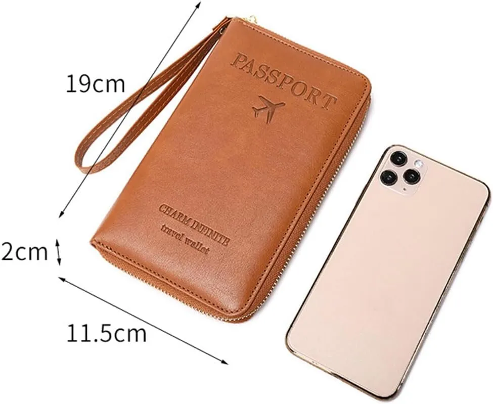 Summer Simple Plain Passport Cases Back To School, Charm Infinite Travel Wallet, Multi-functional Zipper Travel Card Holder, RFID Blocking Card Holder (Green)