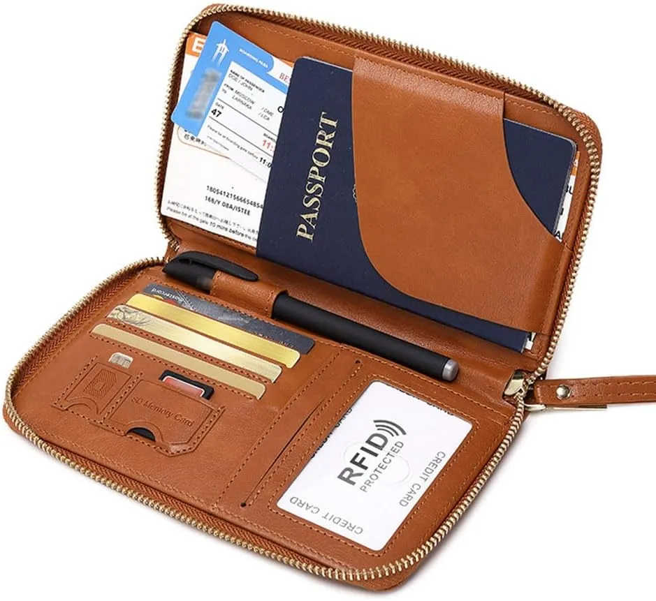 Summer Simple Plain Passport Cases Back To School, Charm Infinite Travel Wallet, Multi-functional Zipper Travel Card Holder, RFID Blocking Card Holder (Green)