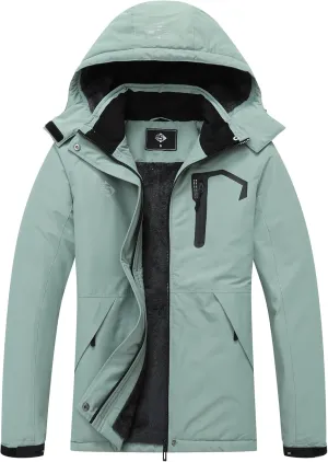 SUOKENI Women's Waterproof Ski Jacket Warm Winter Coat Snowboard Rain Jacket Hooded Windbreaker