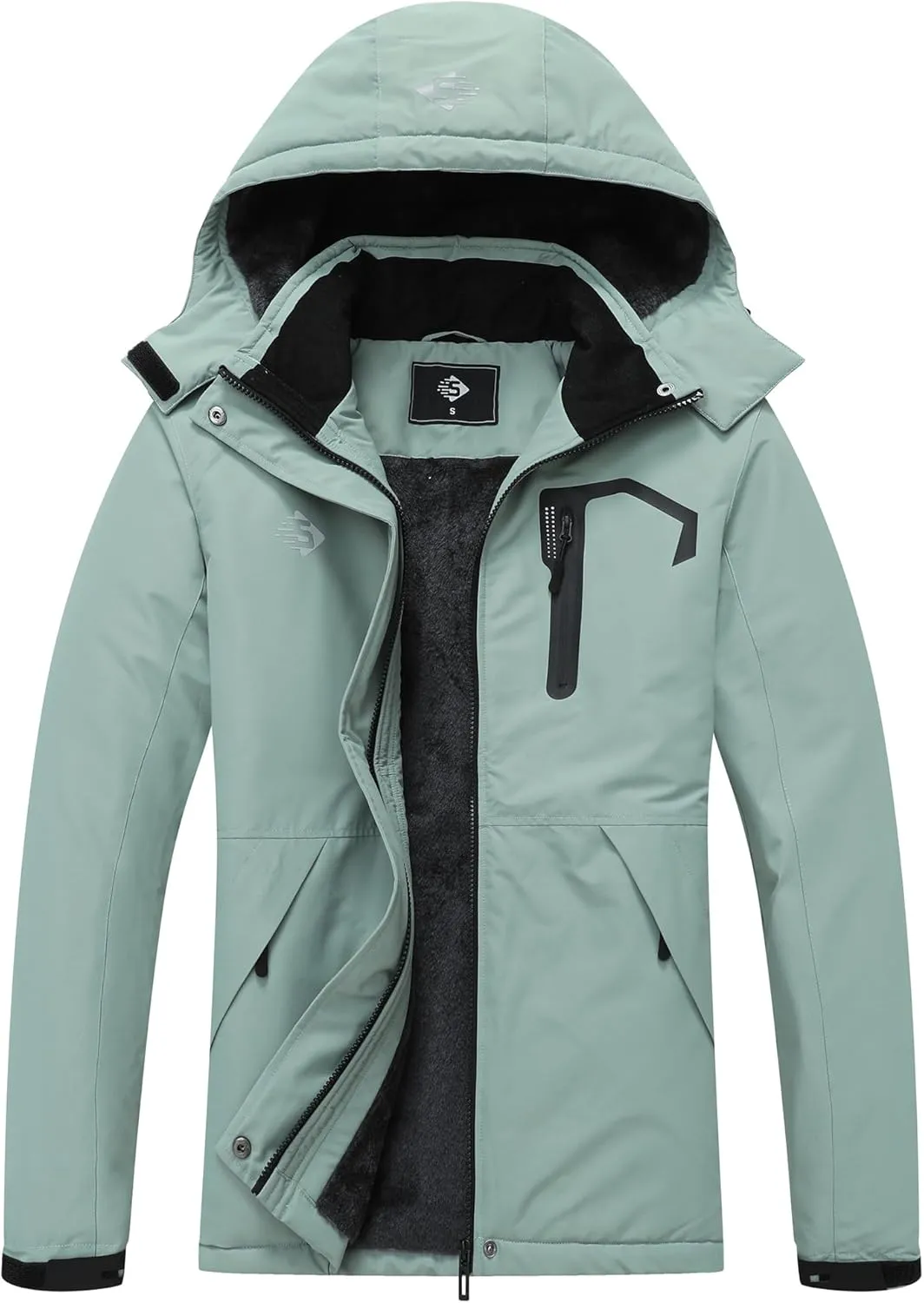 SUOKENI Women's Waterproof Ski Jacket Warm Winter Coat Snowboard Rain Jacket Hooded Windbreaker