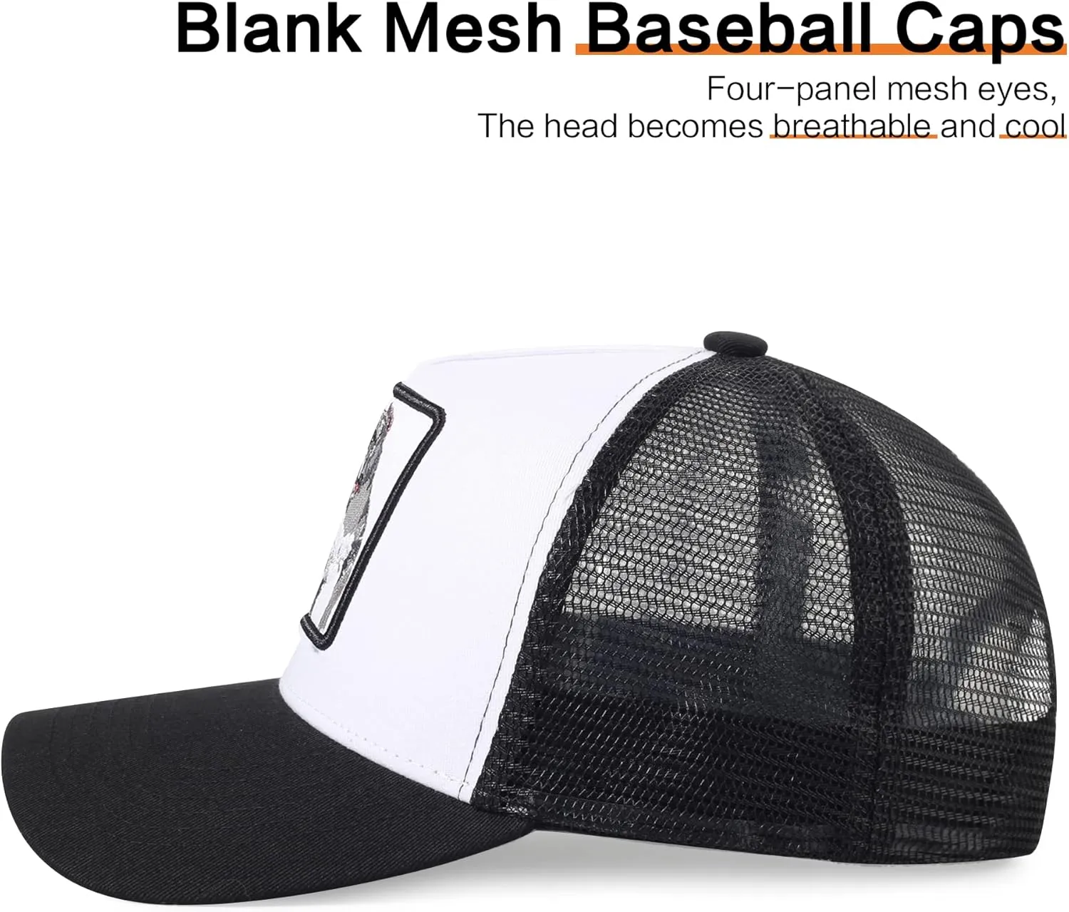 Trucker Hat Men Animal Snapback Hats Adjustable Embroidered Baseball Cap Mesh Breathable Square Patch Women Caps