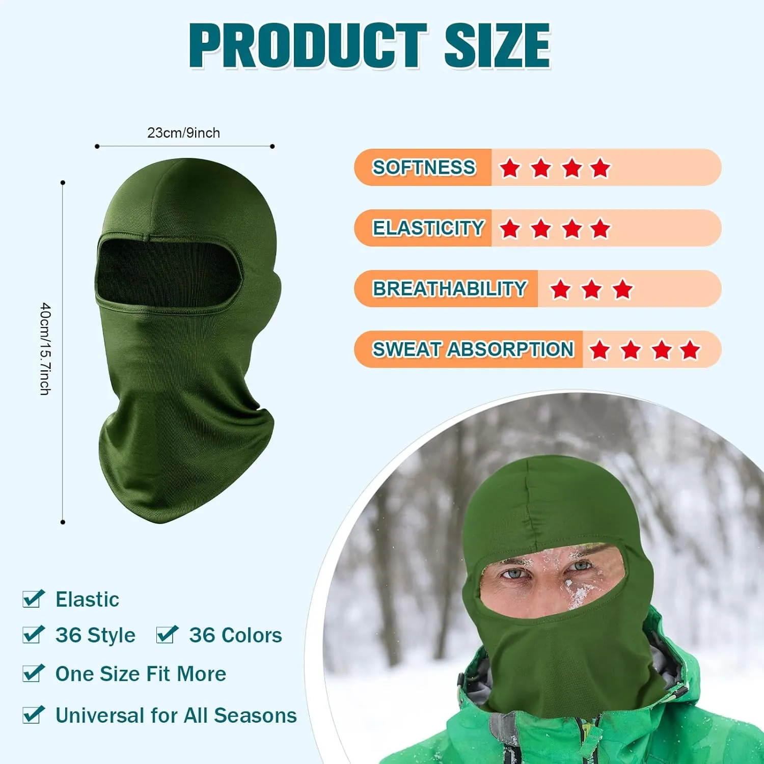 Vicenpal 36 Pcs Balaclava Face Mask Cover UV Protection Windproof Face Protective Cover for Outdoor Sports Motorcycle Riding