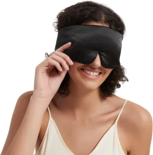 Weighted Eye Mask Silk ALASKA BEAR for Dry Eyes, Sleeping and Relaxation, Wraparound Style Compression, Wide Headband and Large Coverage Ears for Sound-muffling, Microwavable Beads Filled