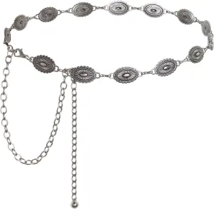 Western Oval Concho Chain Belt for Women Metal Waist Chain Belt for Dresses Jeans Western Cowgirl
